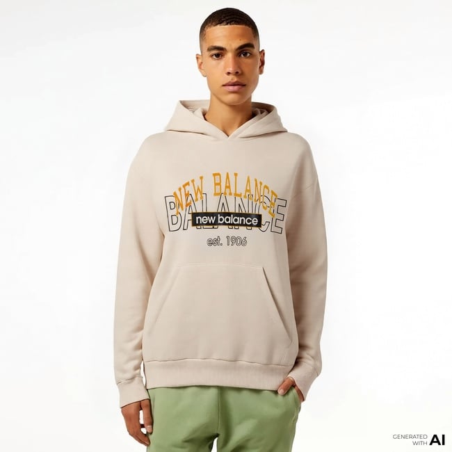  New Balance UNH3406 Unisex Bej Sweatshirt