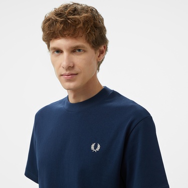  Fred Perry Embroidered Champion Erkek Mavi T-Shirt