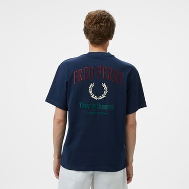  Fred Perry Embroidered Champion Erkek Mavi T-Shirt