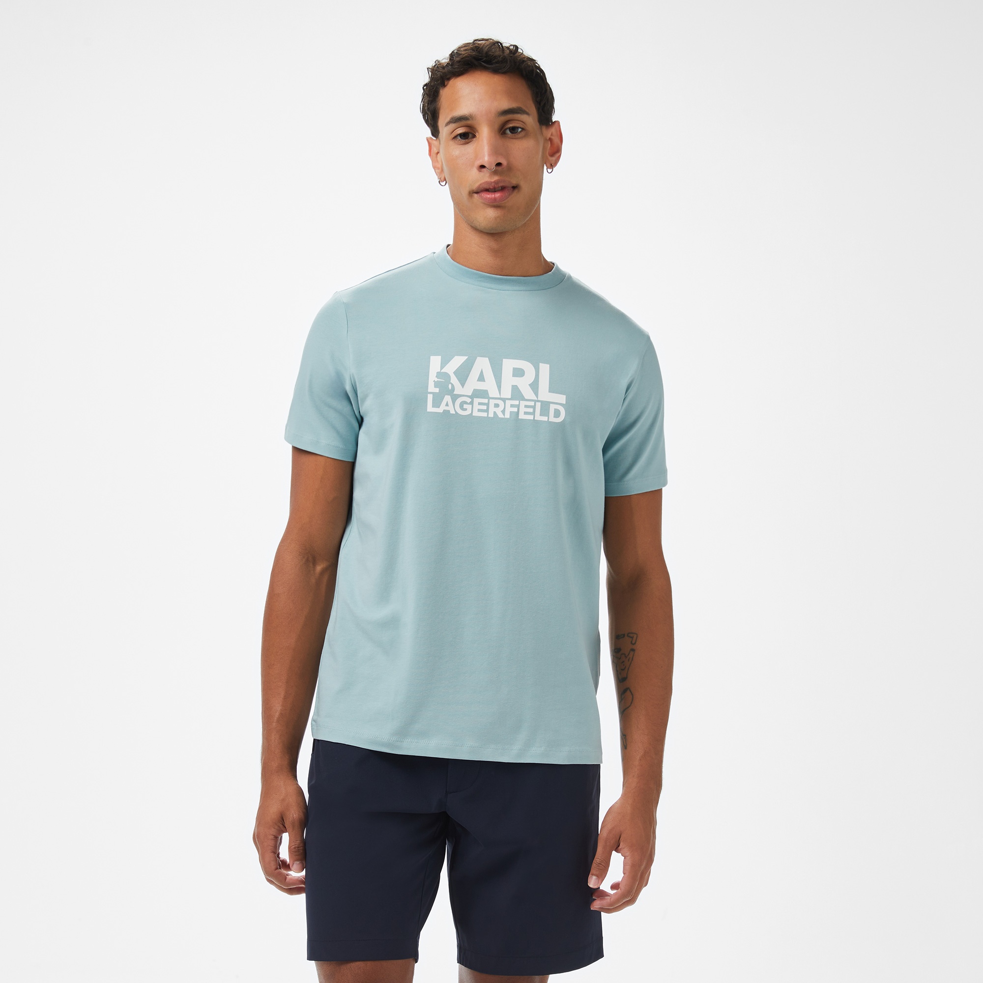 Karl Lagerfeld Erkek Mavi T-Shirt