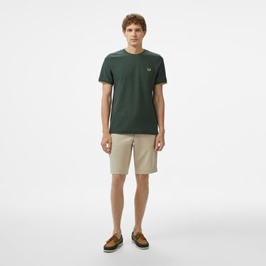  Fred Perry Crepe Pique Erkek Yeşil T-Shirt