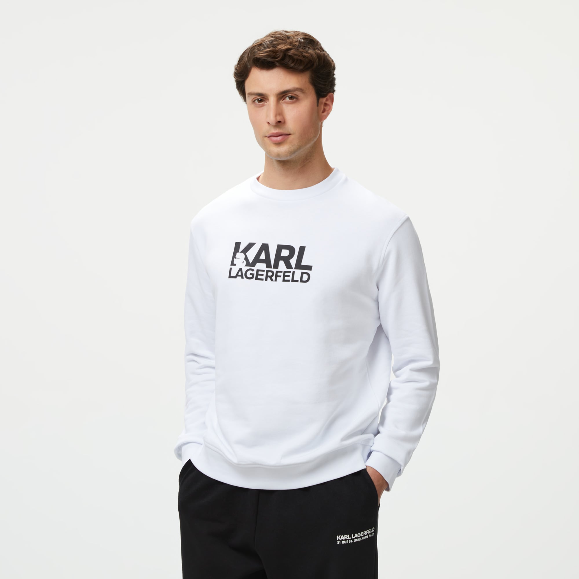  Karl Lagerfeld Erkek Beyaz Sweatshirt