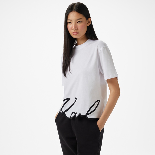  Karl Lagerfeld Kadın Beyaz T-Shirt