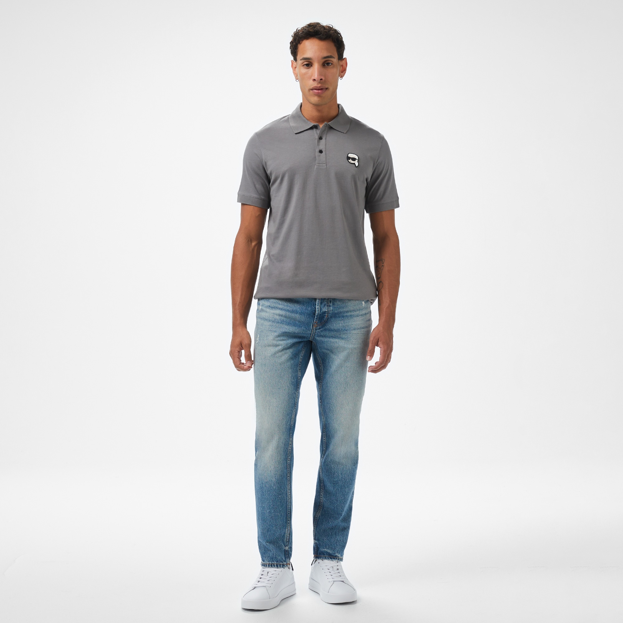 Karl Lagerfeld Erkek Gri Polo