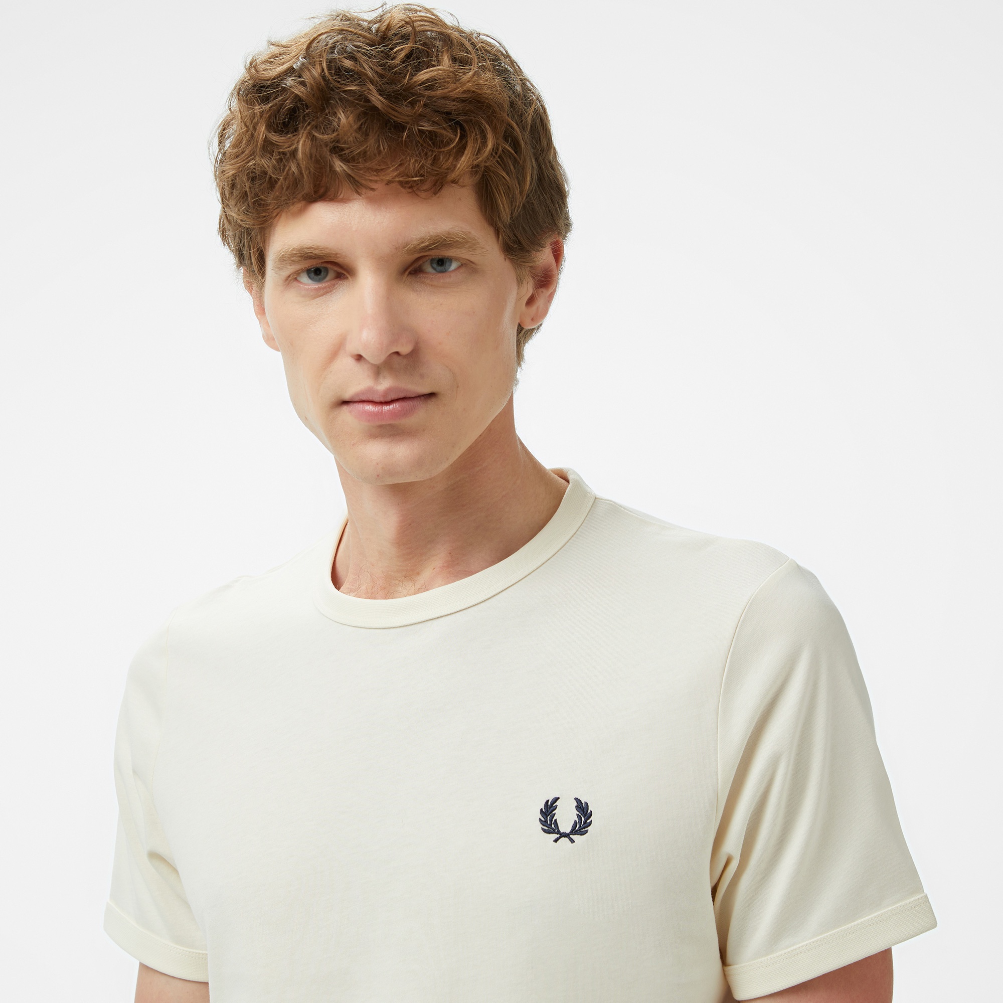 Fred Perry Ringer Erkek Bej T-Shirt