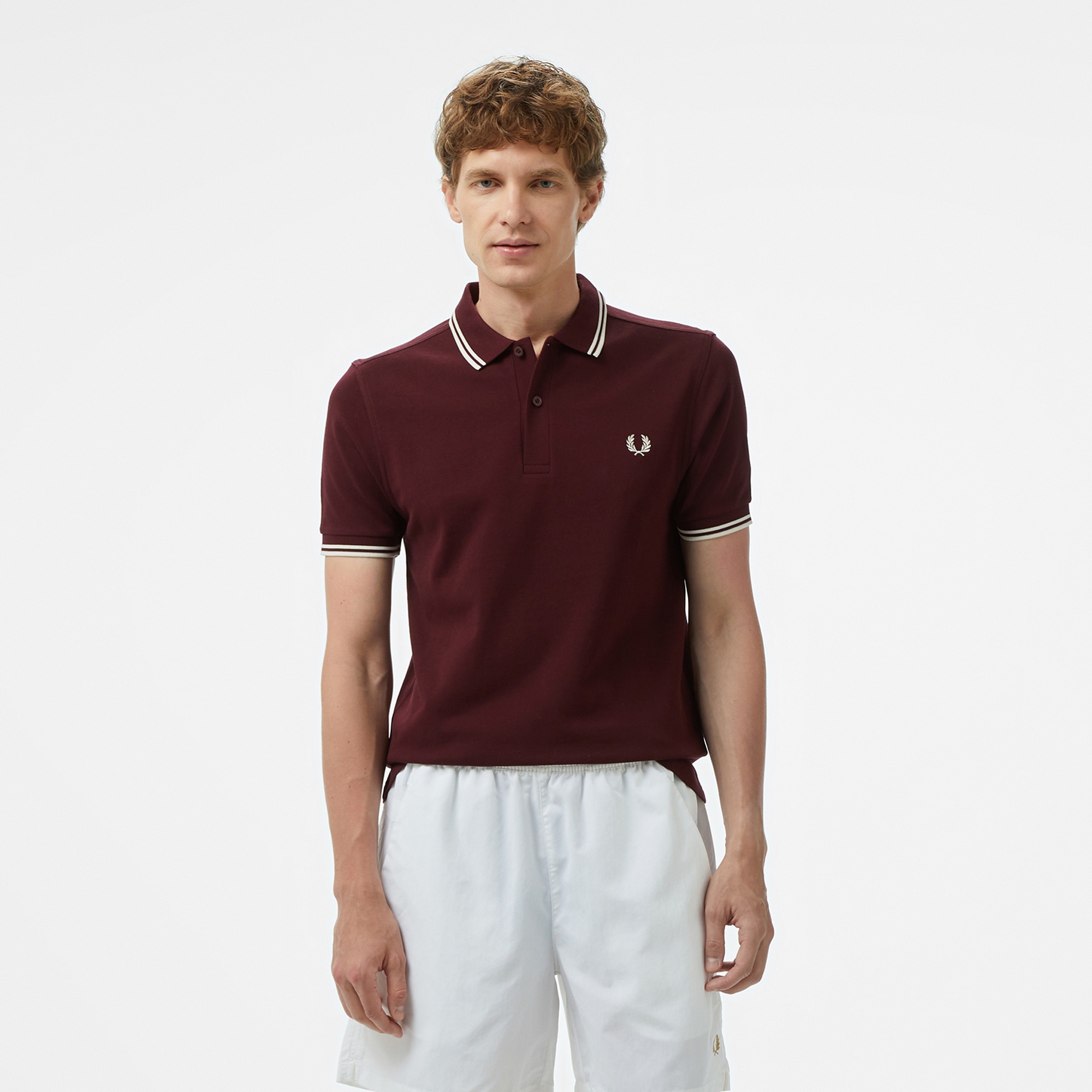 Fred Perry Twin Tipped Erkek Bordo T-Shirt