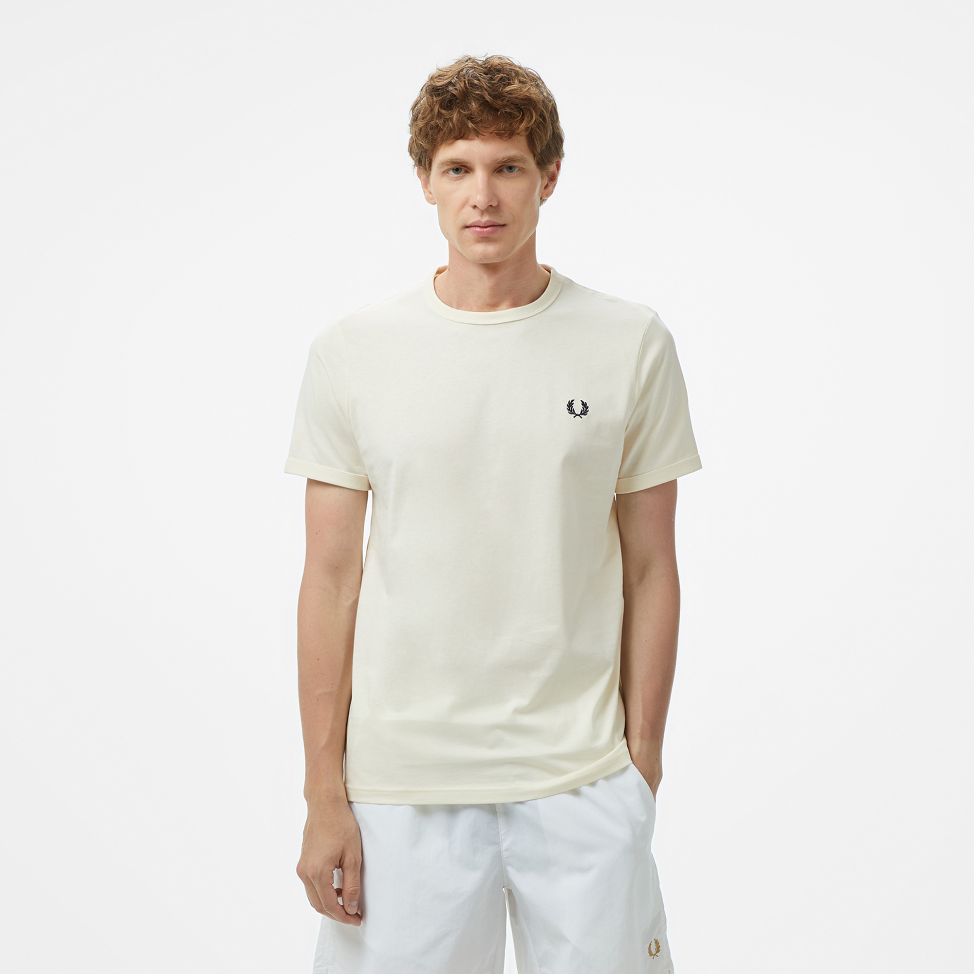 Fred Perry Ringer Erkek Bej T-Shirt