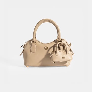  Kadın Vizon Deri Çanta Aksesuarlı Mini El Çantası