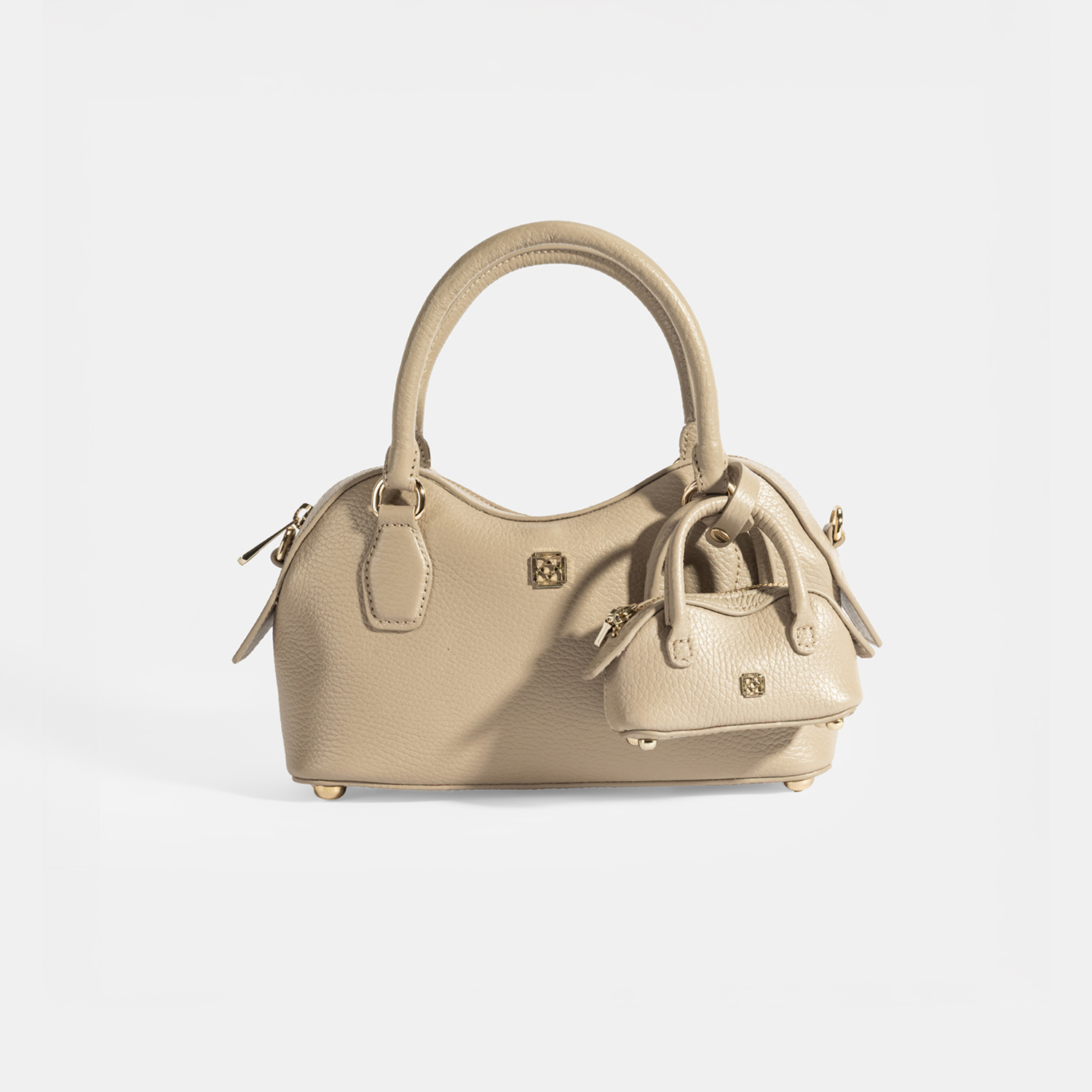  Kadın Vizon Deri Çanta Aksesuarlı Mini El Çantası