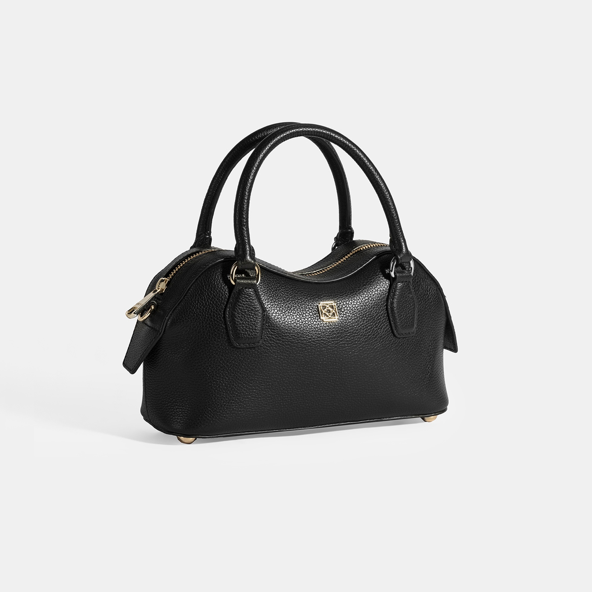 Kadın Siyah Deri Çanta Aksesuarlı Mini El Çantası