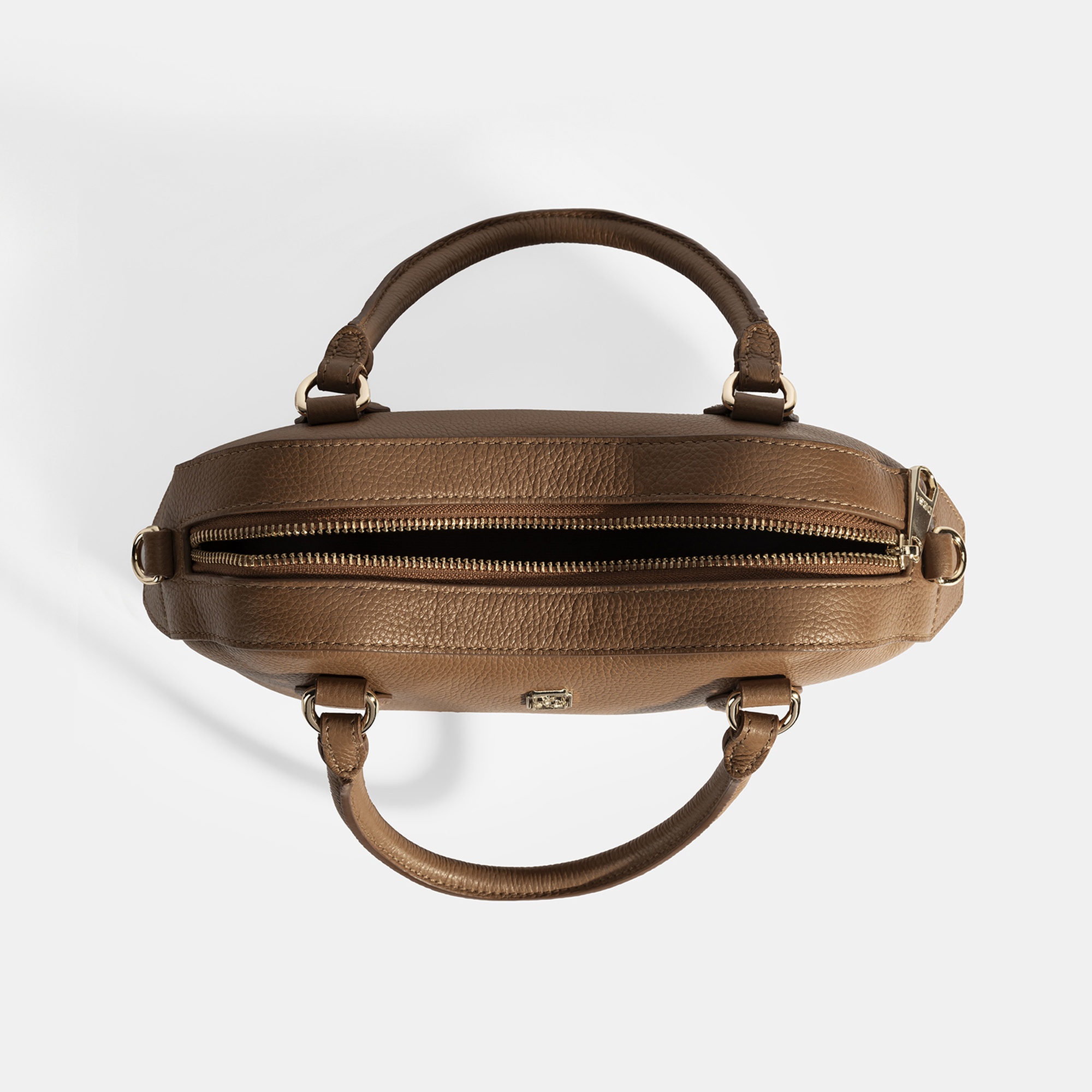 Kadın Taba Deri Çanta Aksesuarlı Mini El Çantası