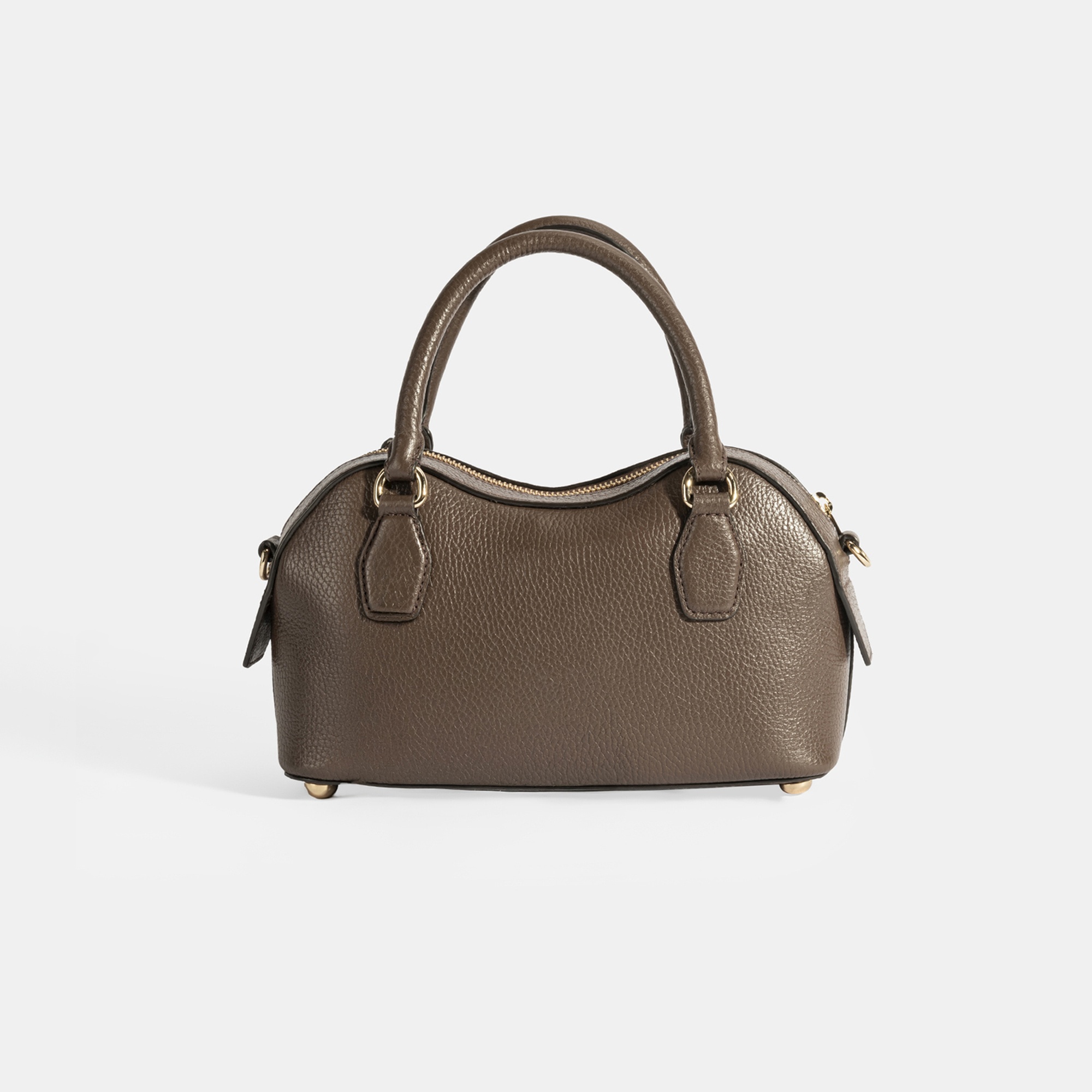 Kadın Kahve Deri Çanta Aksesuarlı Mini El Çantası