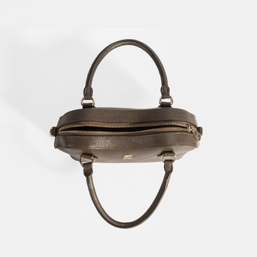  Kadın Kahve Deri Çanta Aksesuarlı Mini El Çantası