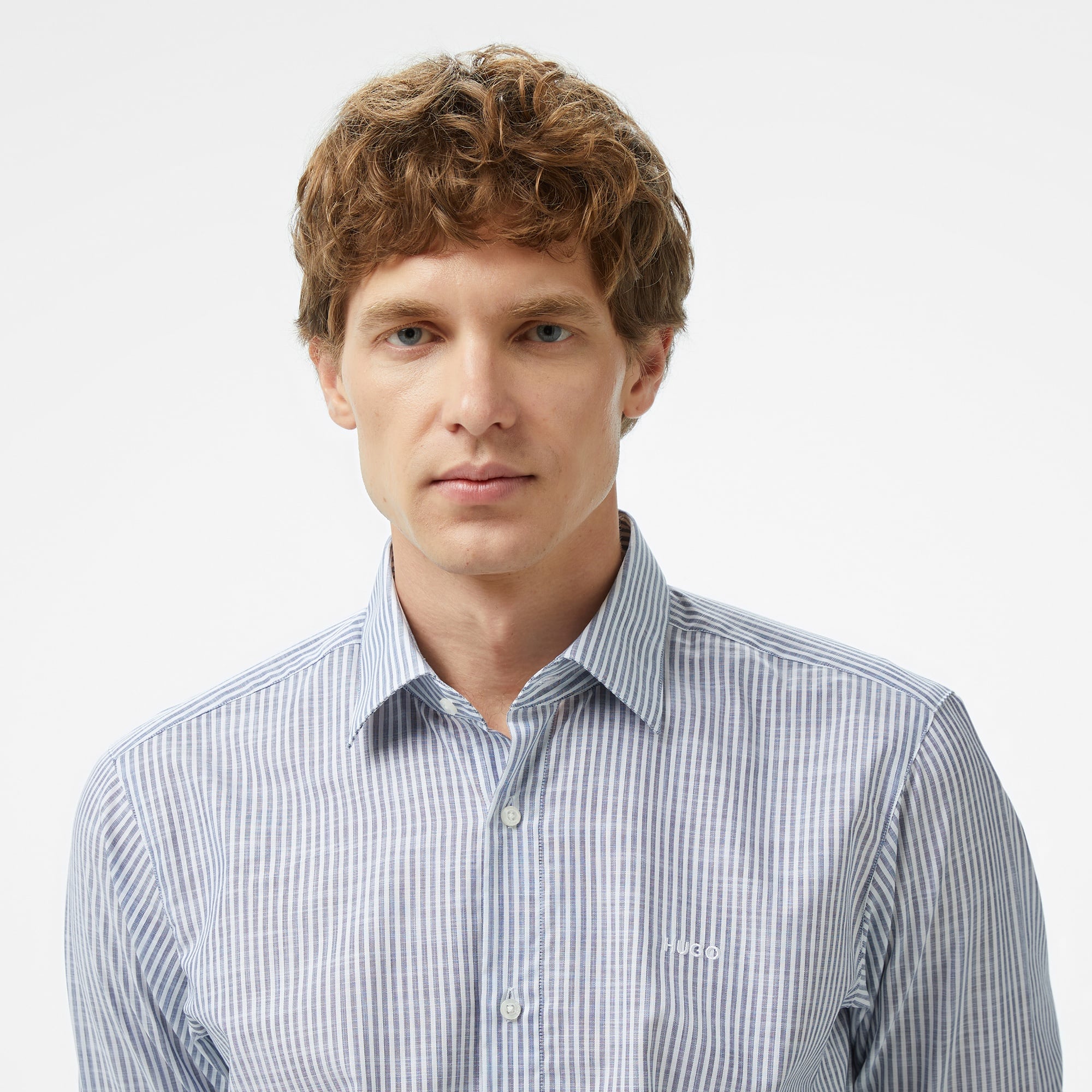 Hugo Valerio Erkek Mavi Çizgili Gömlek