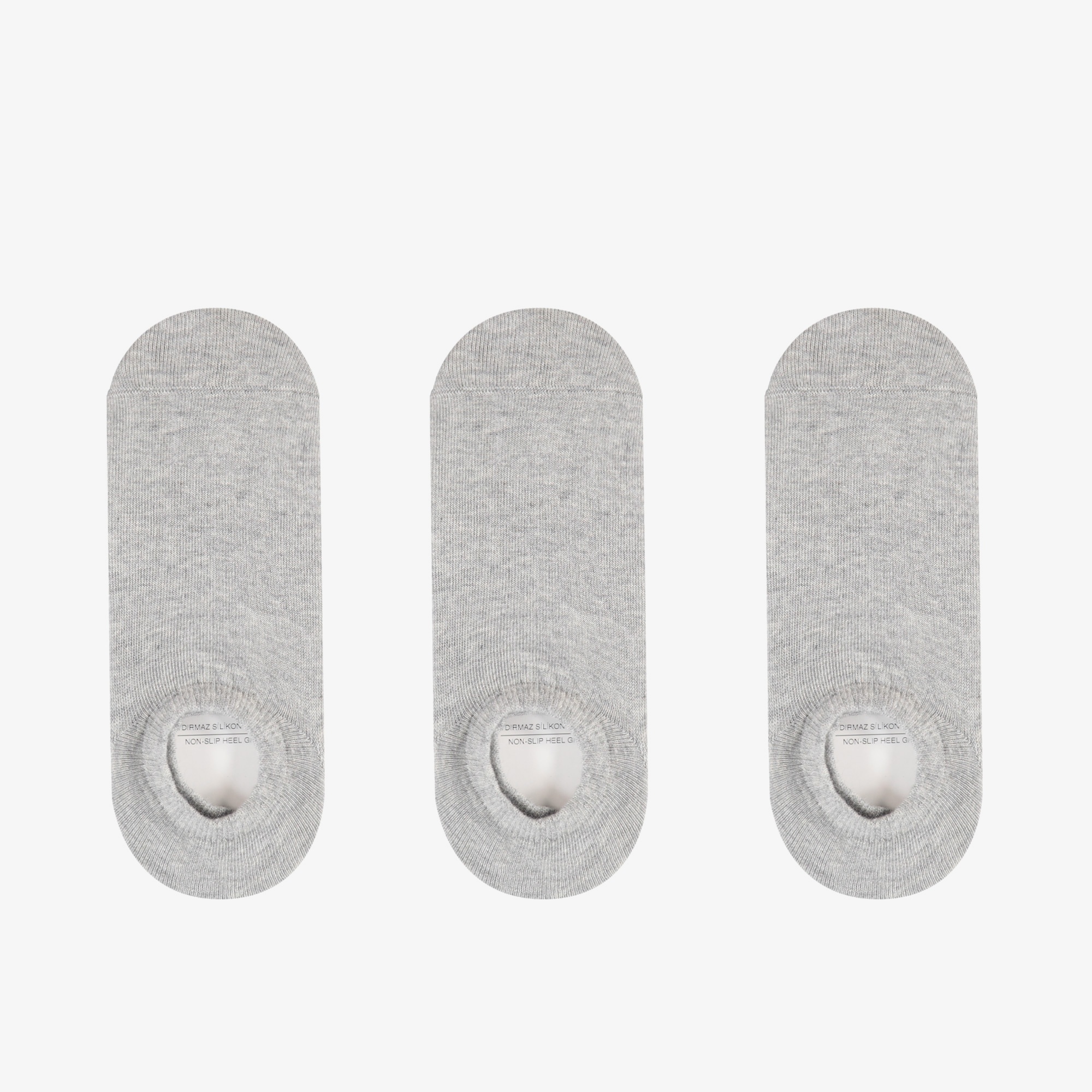 UNITED4 Classic Unisex Gri 3lü Babet Çorap