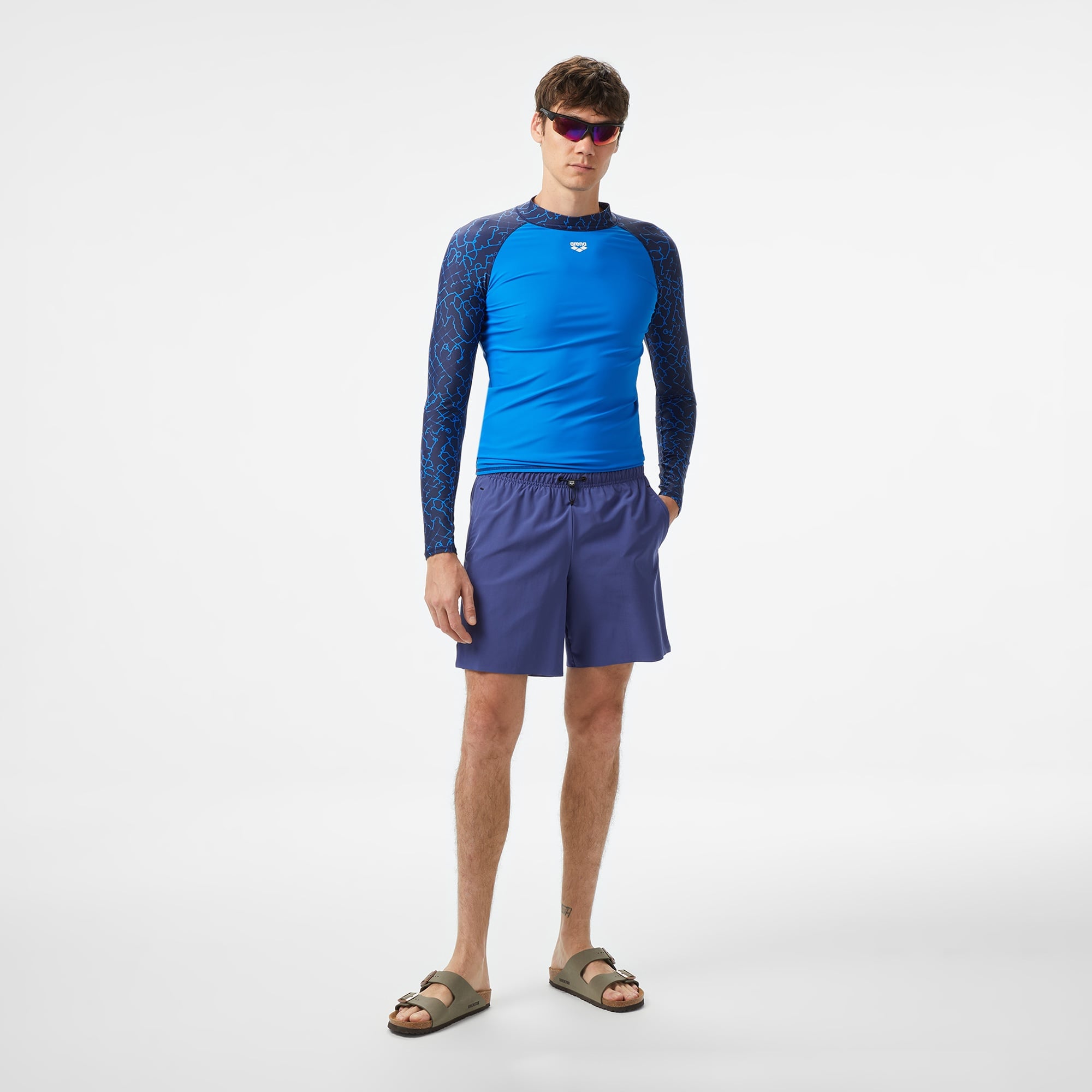 Arena Rash Vest L/S Allover Erkek Mavi T-Shirt