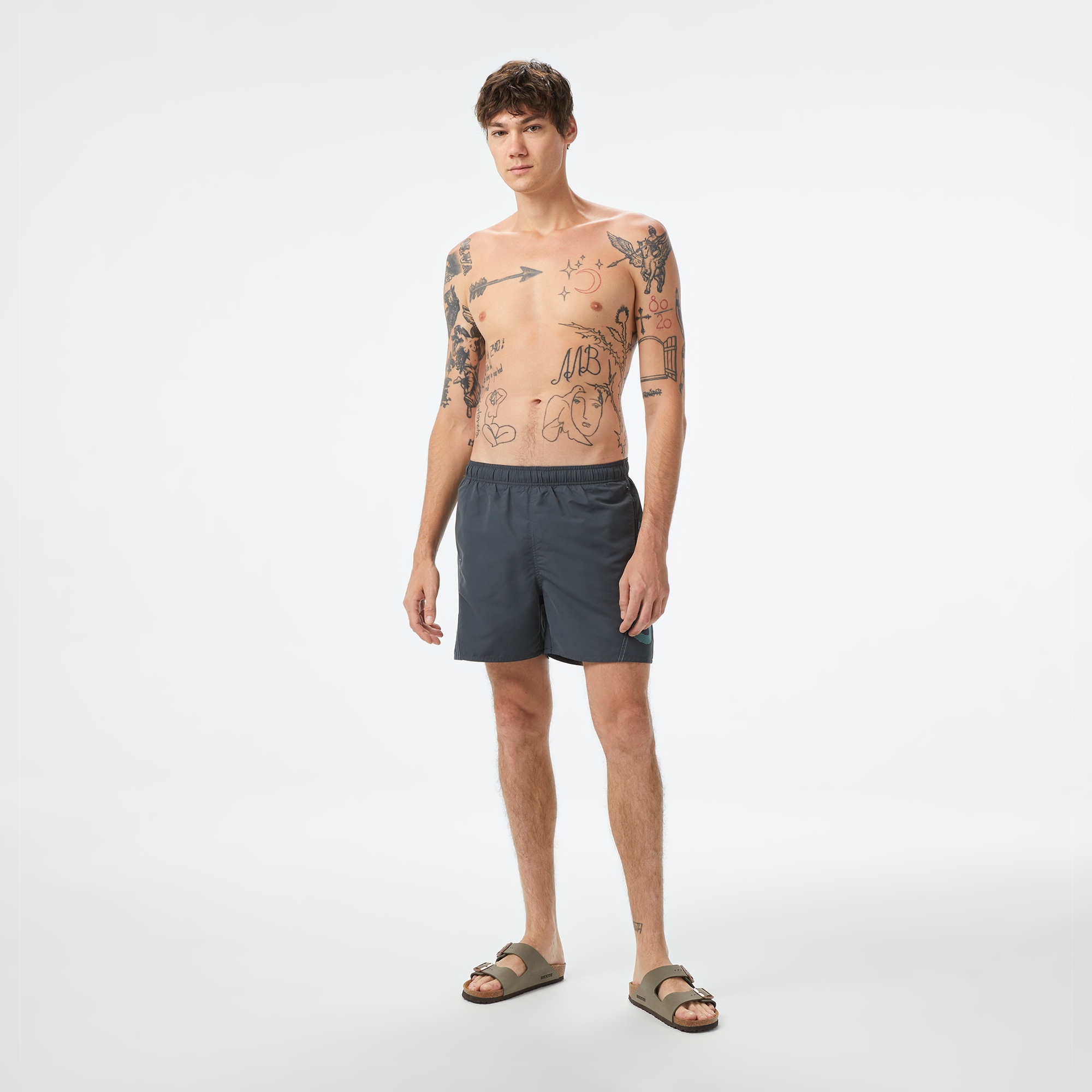 Arena Fundamentals Logo Erkek Gri Deniz Şortu