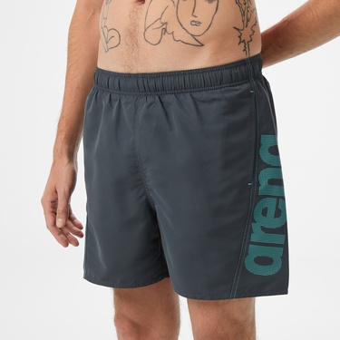  Arena Fundamentals Logo Erkek Gri Deniz Şortu