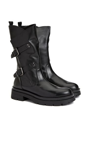  Divarese Kadın Siyah Deri Bot