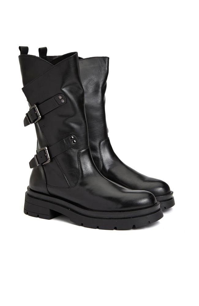  Divarese Kadın Siyah Deri Bot