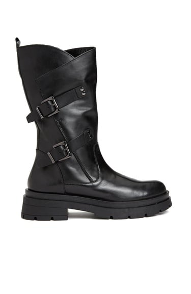  Divarese Kadın Siyah Deri Bot