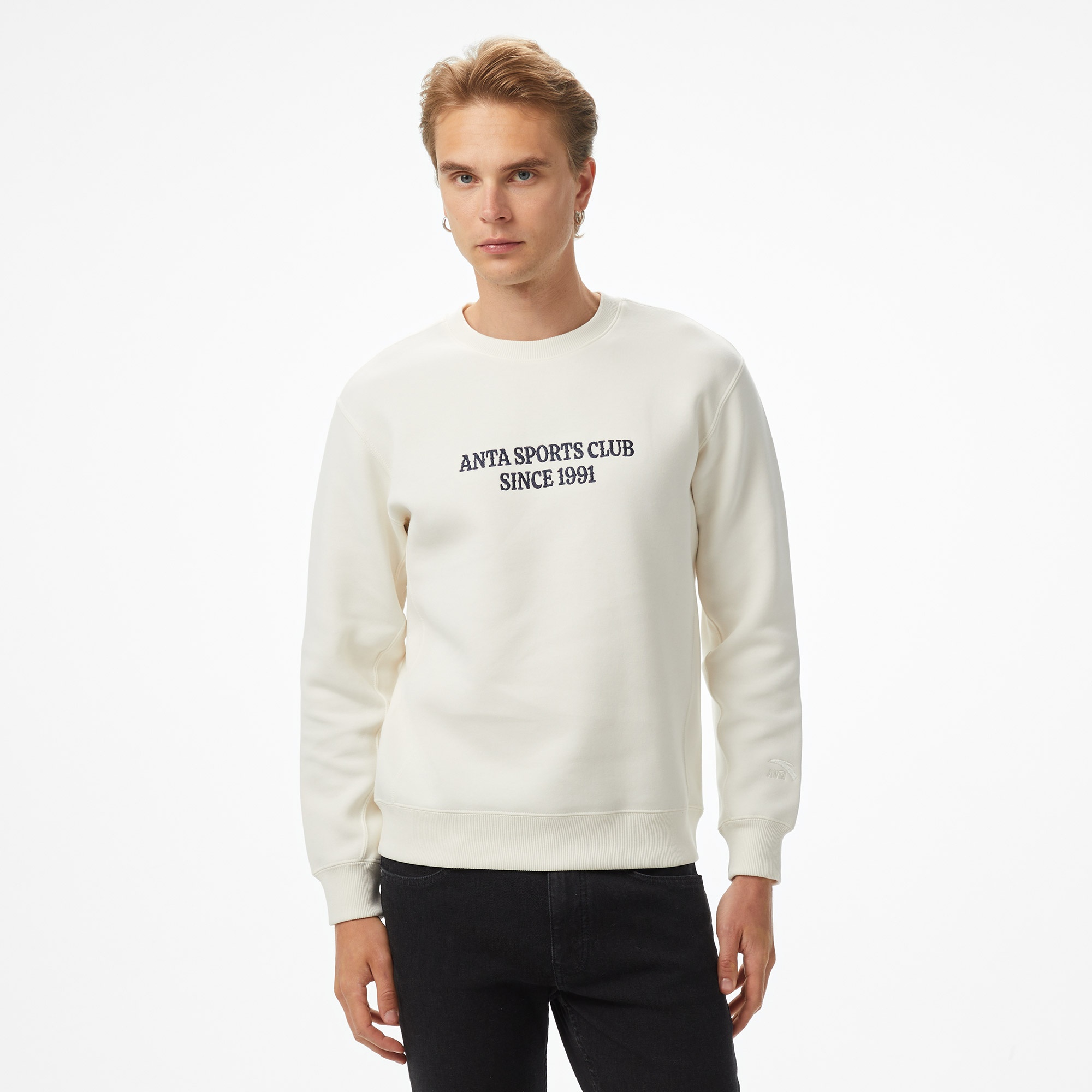 Anta Sports Club Erkek Beyaz Sweatshirt