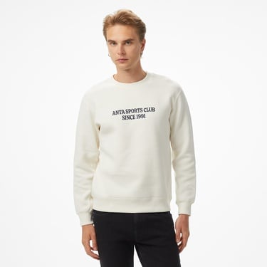  Anta Sports Club Erkek Beyaz Sweatshirt