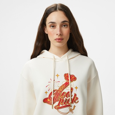  Anta CNY Good Luck Kadın Beyaz Hoodie