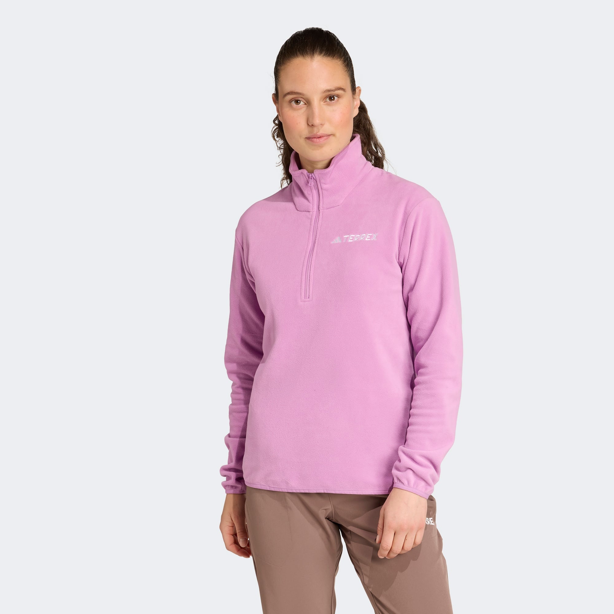 adidas Mountain Essentials Half-Zip Fleece Kadın Pembe Polar