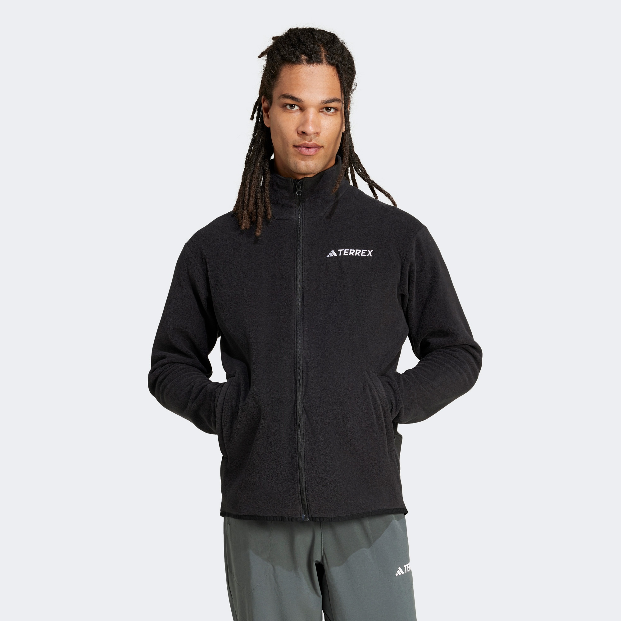 adidas Mountain Essentials Full-Zip Fleece Erkek Siyah Polar