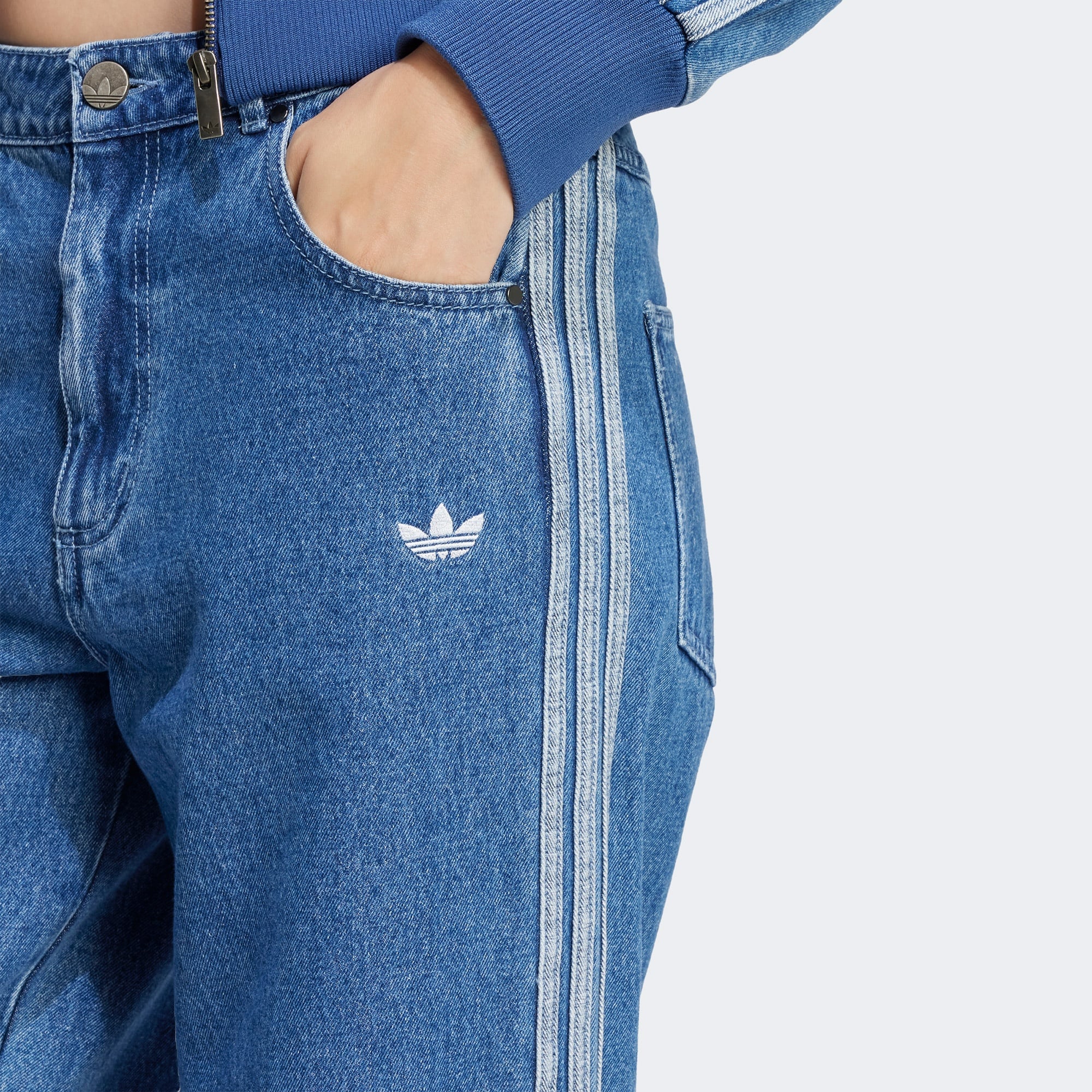 adidas Adicolor 3-Stripes Kadın Denim Mavi Pantolon