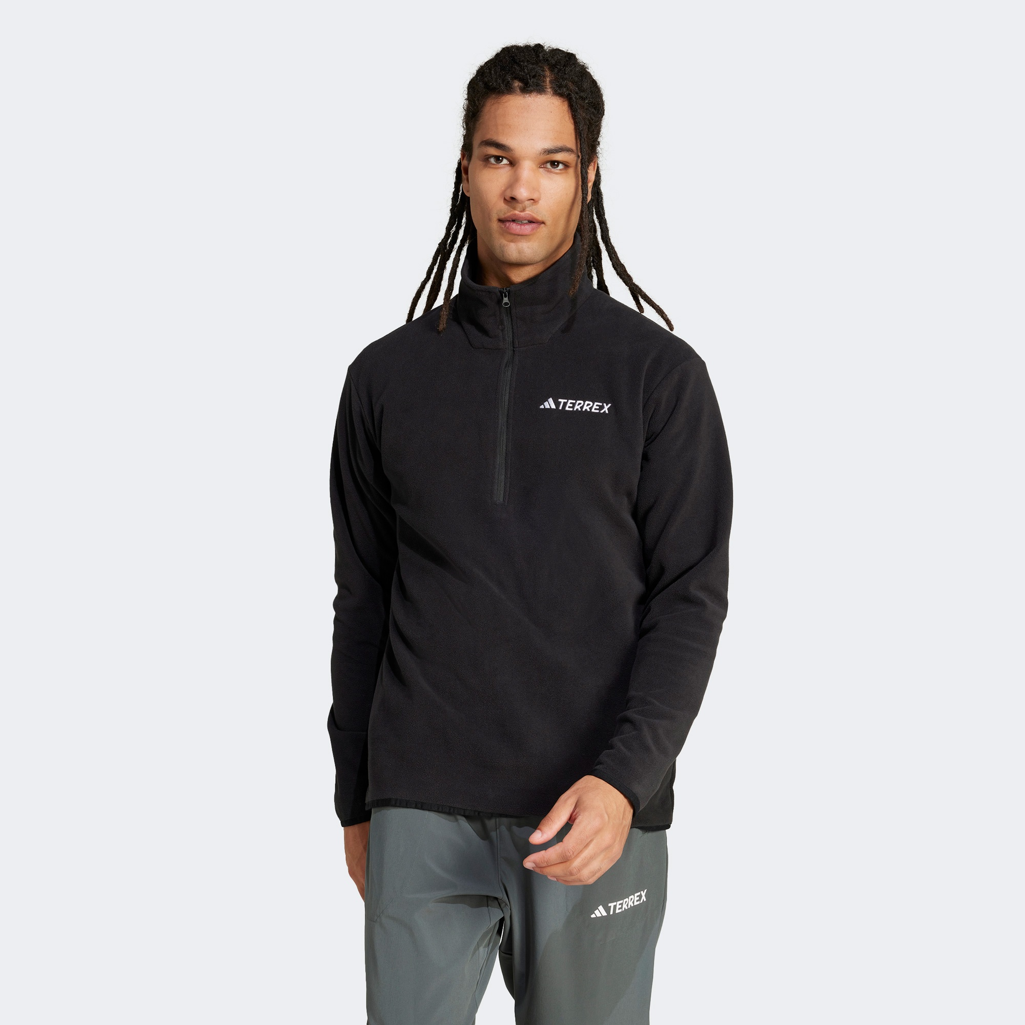 adidas Mountain Essentials Half-Zip Fleece Erkek Siyah Polar