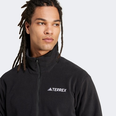  adidas Mountain Essentials Half-Zip Fleece Erkek Siyah Polar