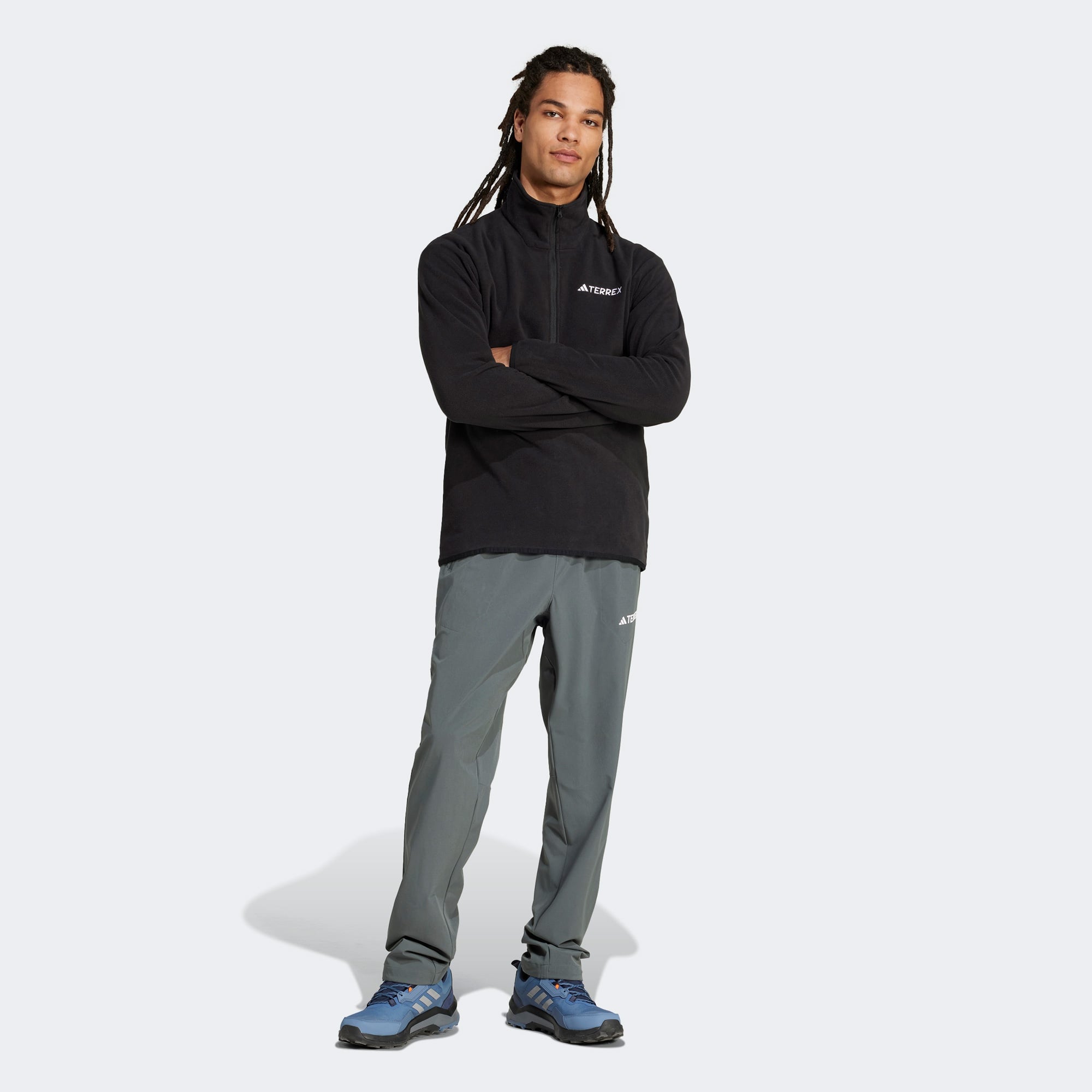 adidas Mountain Essentials Half-Zip Fleece Erkek Siyah Polar