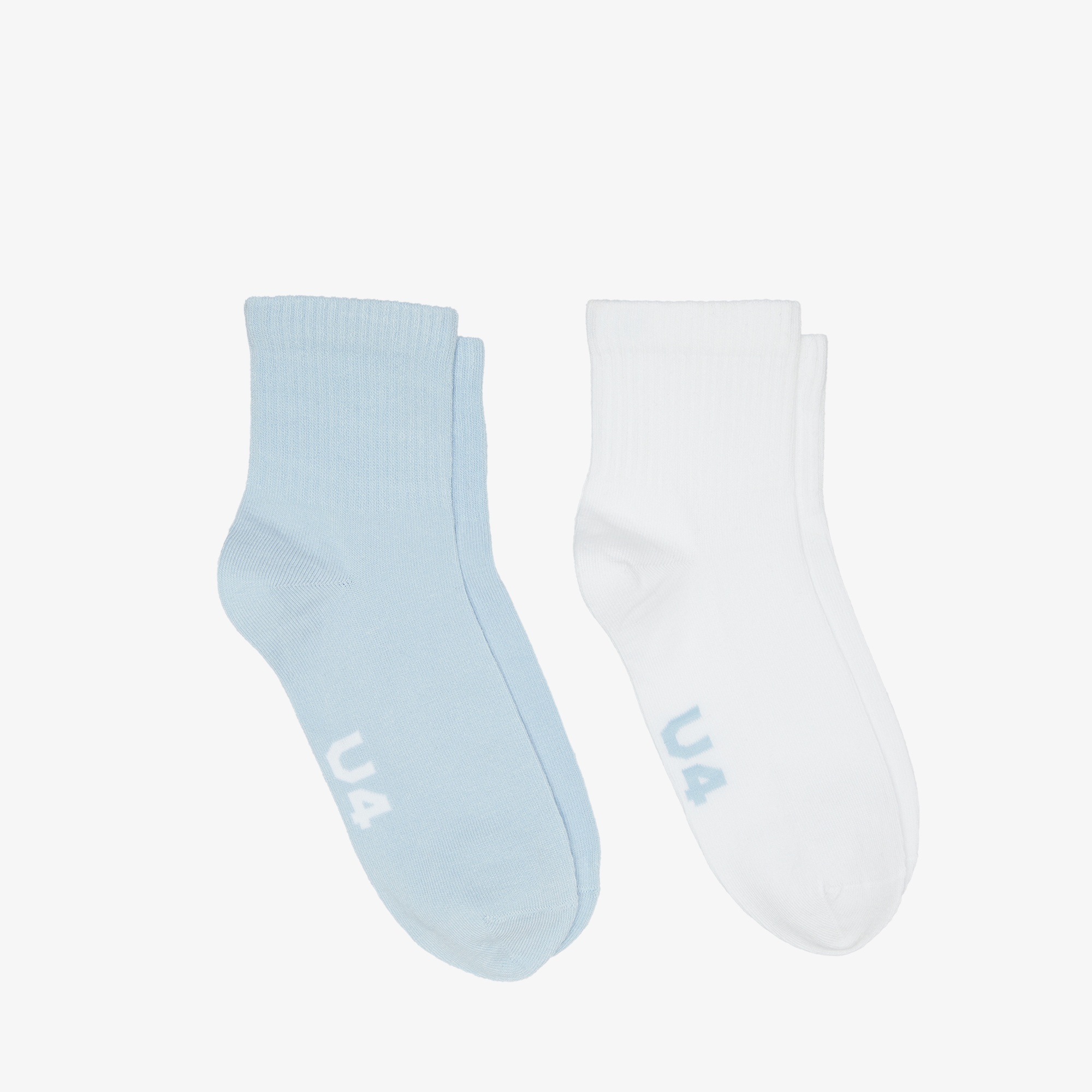 UNITED4 Soket Orta Uzunluk Unisex 2li Mavi/Beyaz Çorap