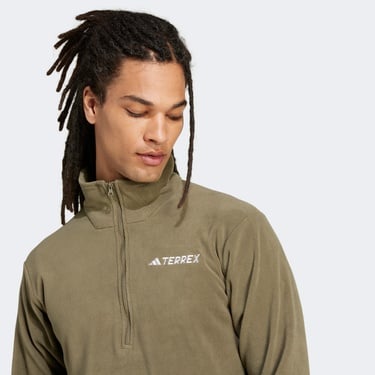  adidas Mountain Essentials Half-Zip Fleece Erkek Haki Polar