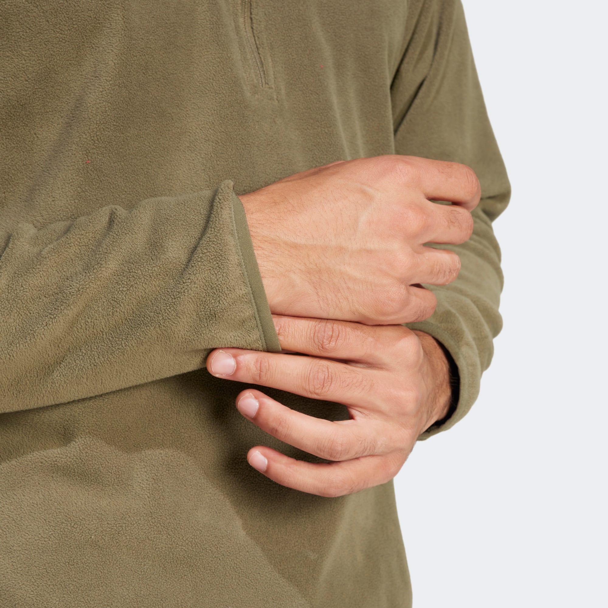 adidas Mountain Essentials Half-Zip Fleece Erkek Haki Polar