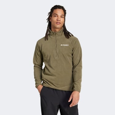  adidas Mountain Essentials Half-Zip Fleece Erkek Haki Polar