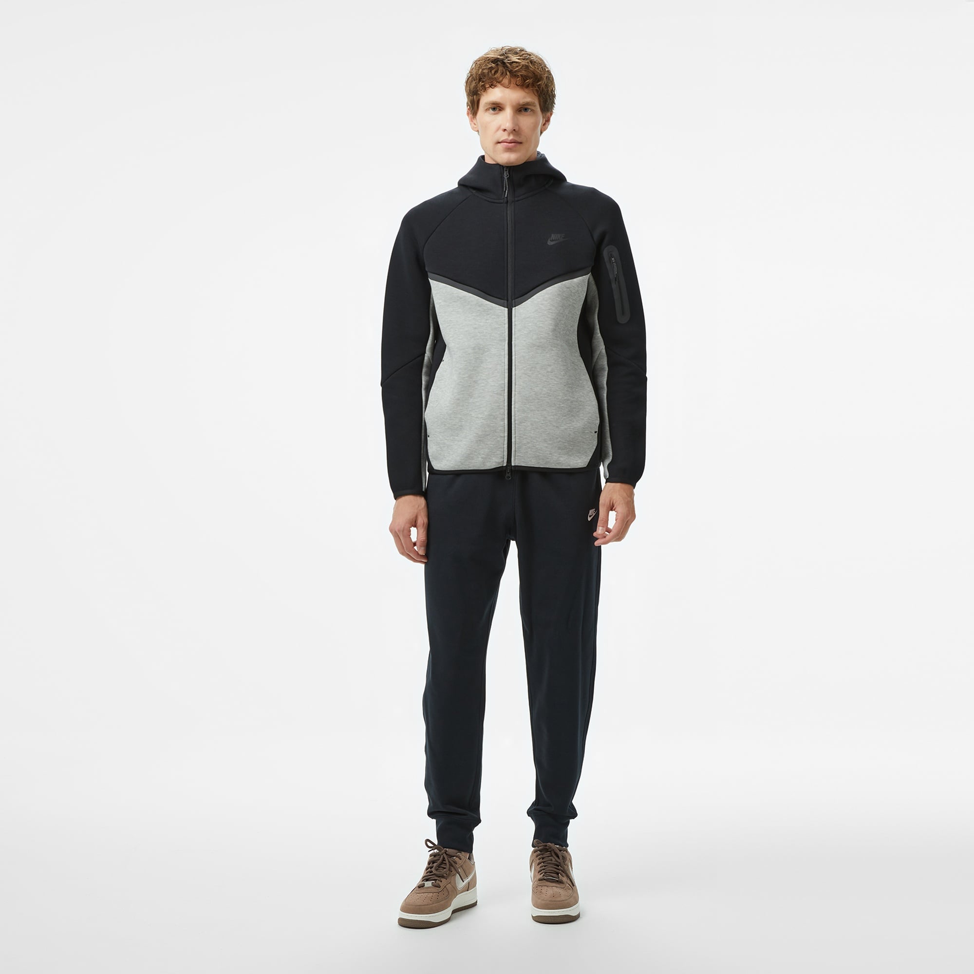 Nike Tech Fleece Erkek Gri Kapüşonlu Hoodie
