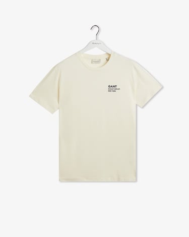  GANT Erkek Krem Regular Fit Bisiklet Yaka Logolu T-Shirt