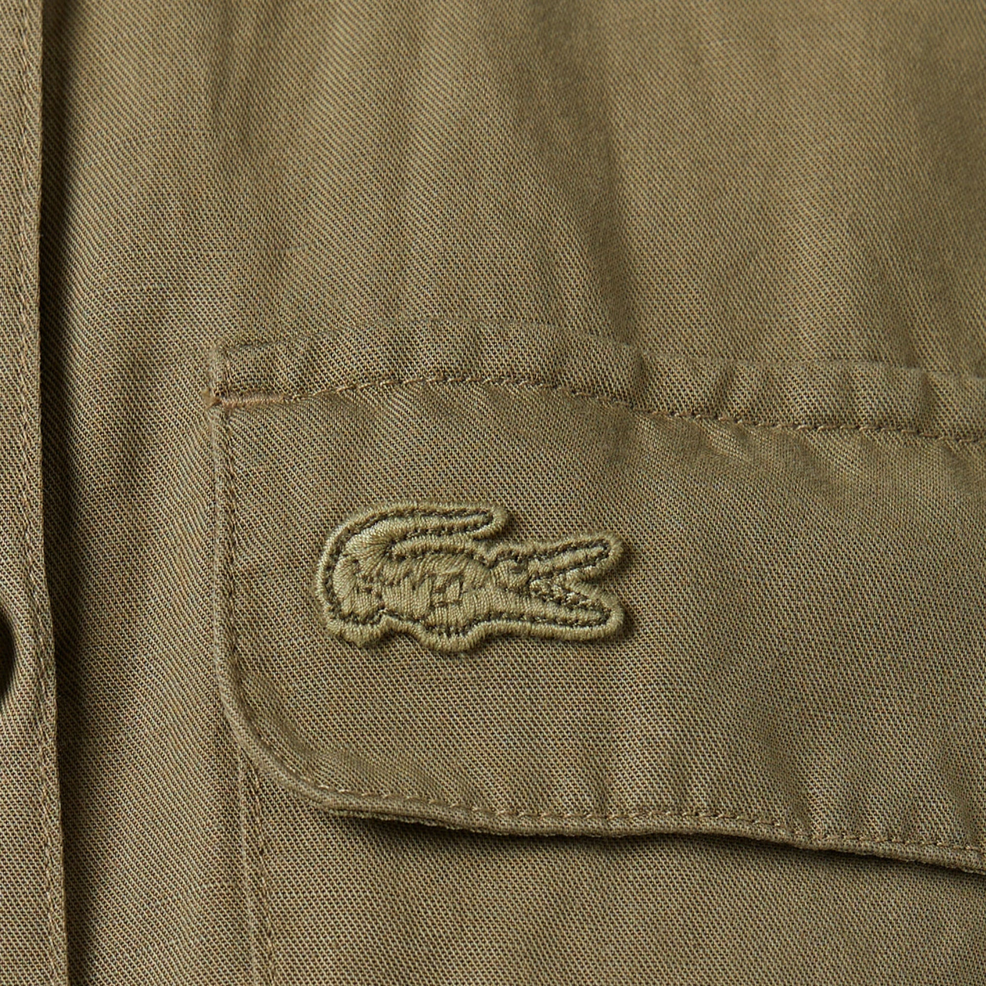 Lacoste Kadın Flare Fit Kısa Kollu Gömlek Yaka Haki Elbise