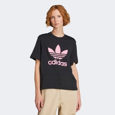  adidas Trefoil Boxy Kadın Siyah T-Shirt