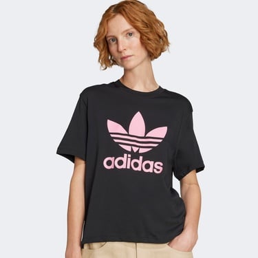  adidas Trefoil Boxy Kadın Siyah T-Shirt