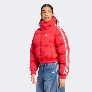  Adidas Cropped Puff Kadın Kırmızı Mont