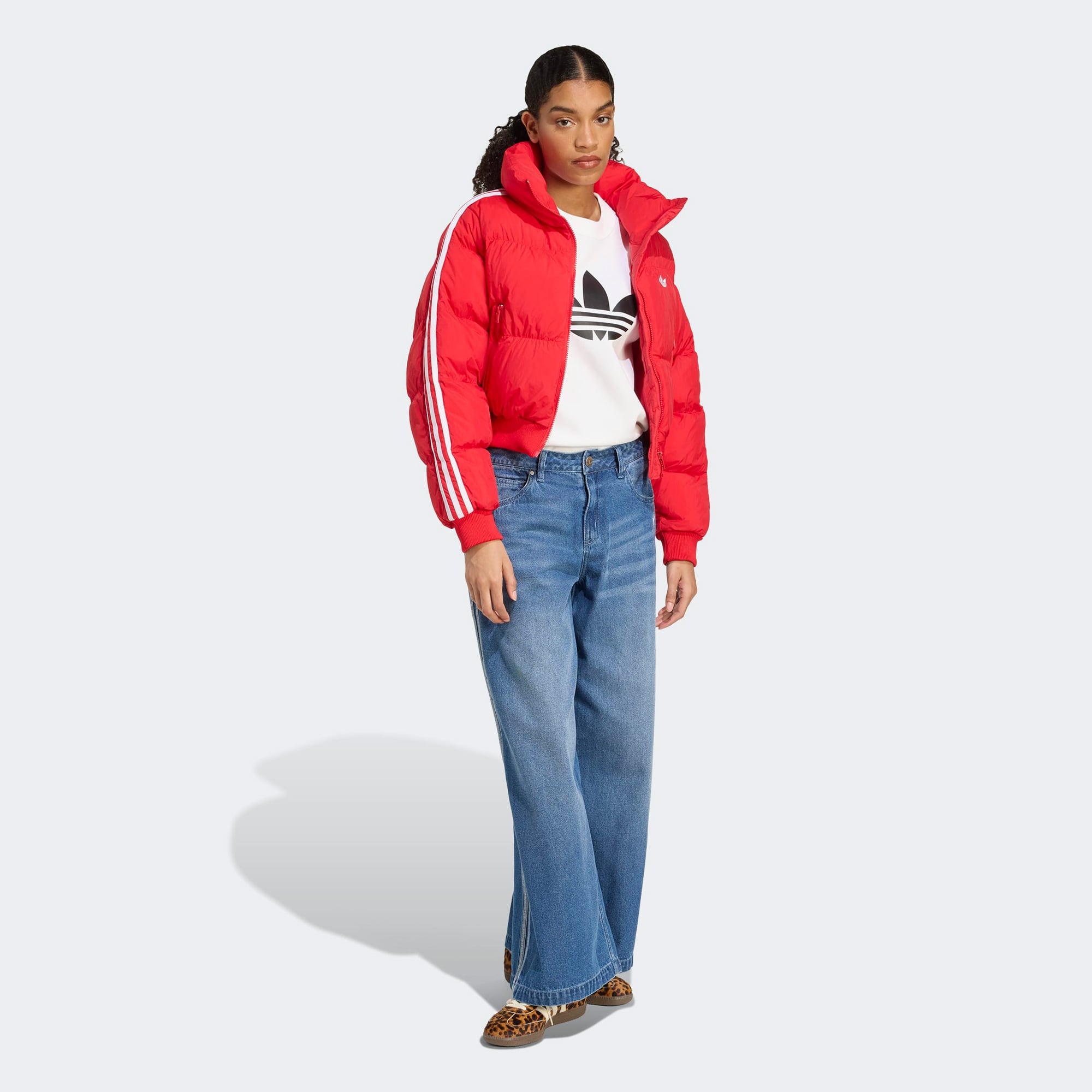  Adidas Cropped Puff Kadın Kırmızı Mont