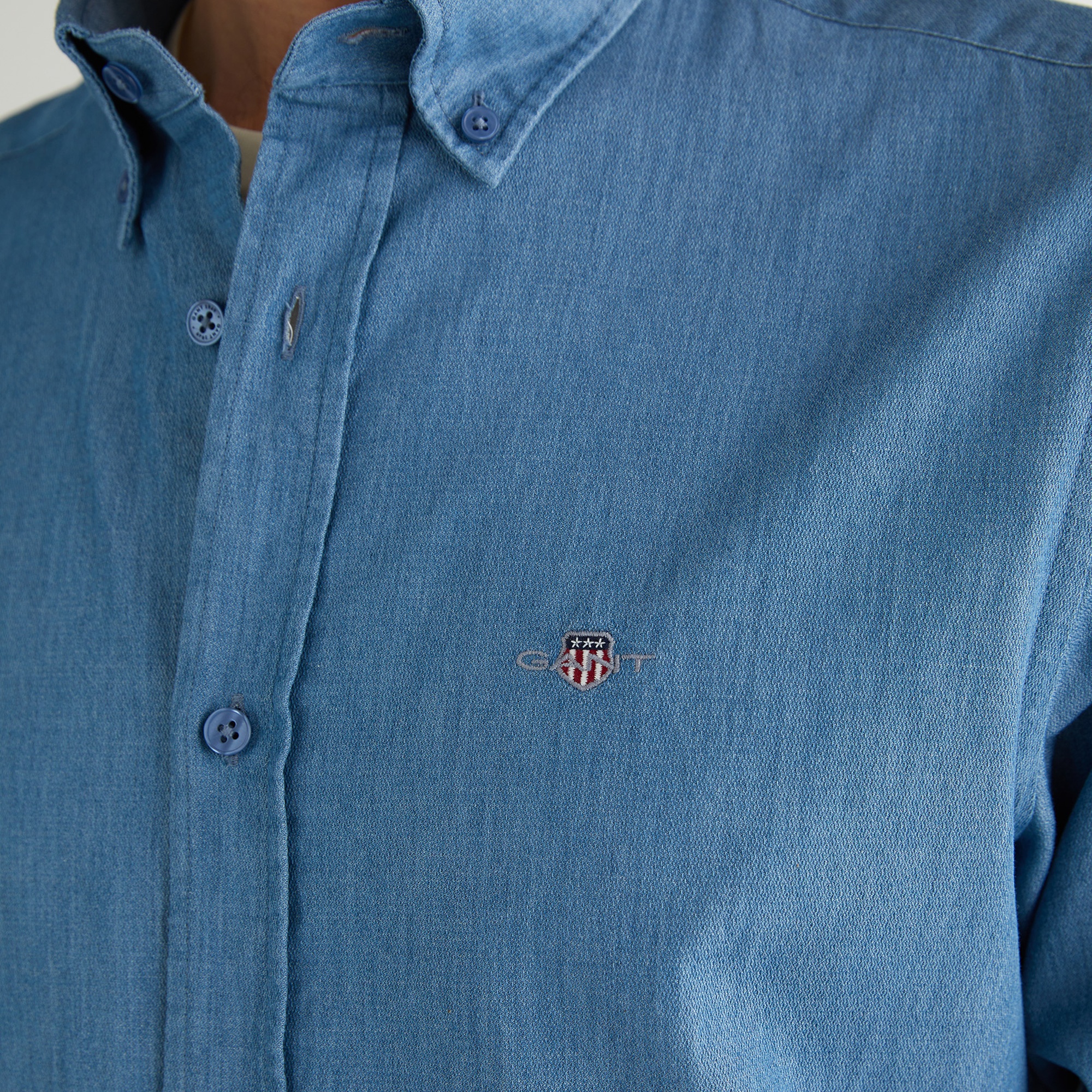 GANT Erkek Mavi Regular Fit Düğmeli Yaka Gömlek