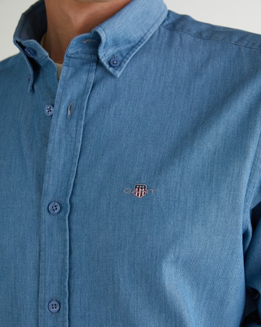  GANT Erkek Mavi Regular Fit Düğmeli Yaka Gömlek