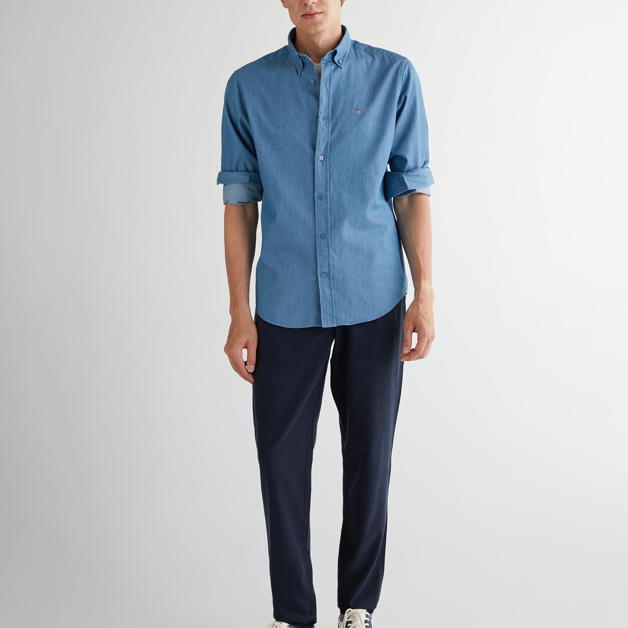 GANT Erkek Mavi Regular Fit Düğmeli Yaka Gömlek