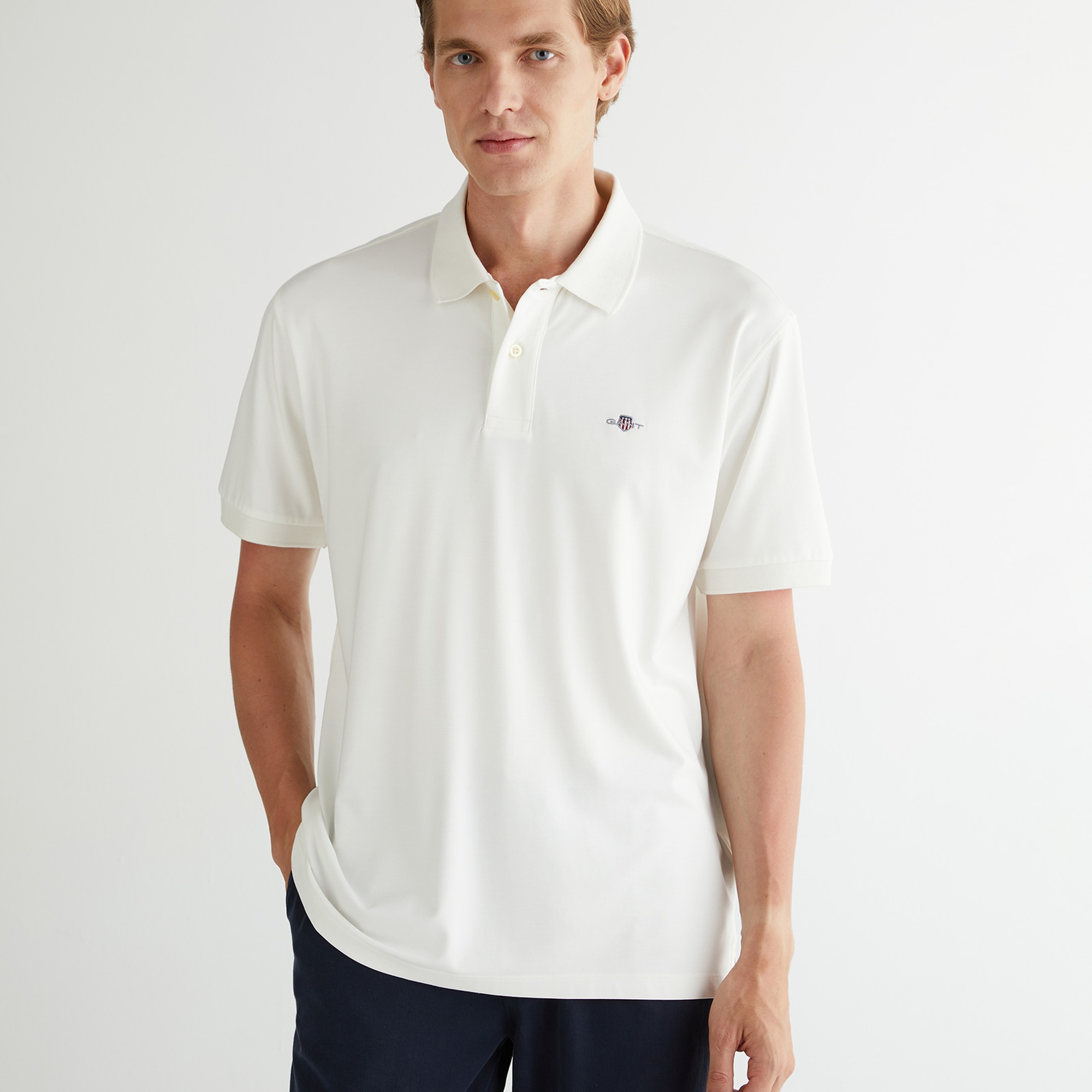 GANT Erkek Krem Relaxed Fit Polo