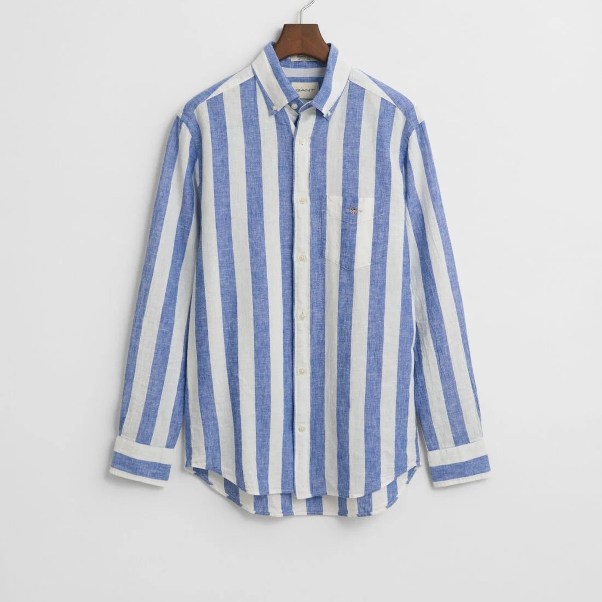 GANT Erkek Mavi  Regular Fit Düğmeli Yaka Çizgili Gömlek